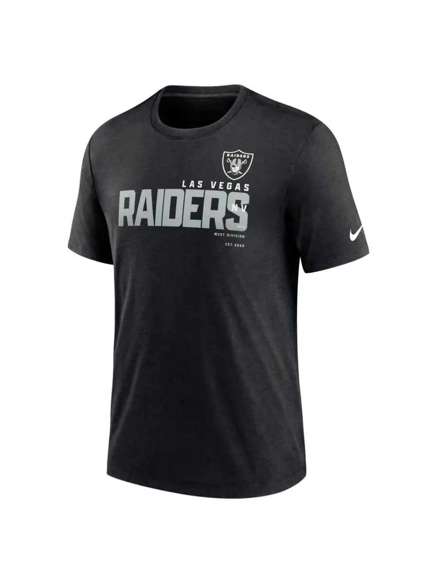 Nike Мужская футболка Las Vegas Raiders Team Tri-Blend черного цвета меланжевого цвета — изображение 2 из 3, черный