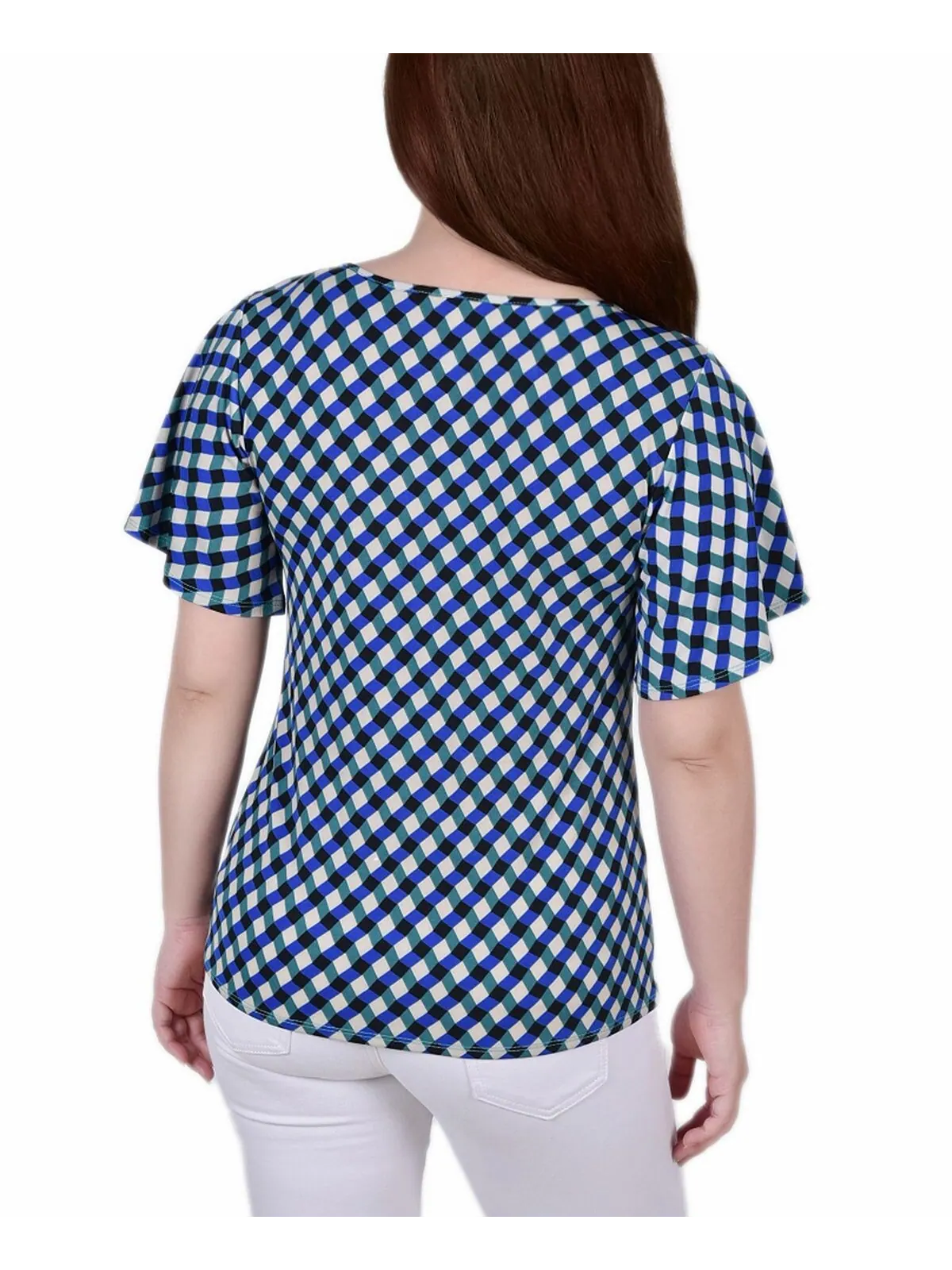 Трикотажный топ petite mesh с развевающимися рукавами NY Collection — изображение 2 из 3, мульти