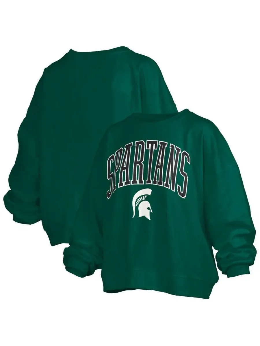 Pressbox Женская зеленая толстовка-пуловер Michigan State Spartans Janise Arch Over Logo Waist — изображение 1 из 3, зеленый