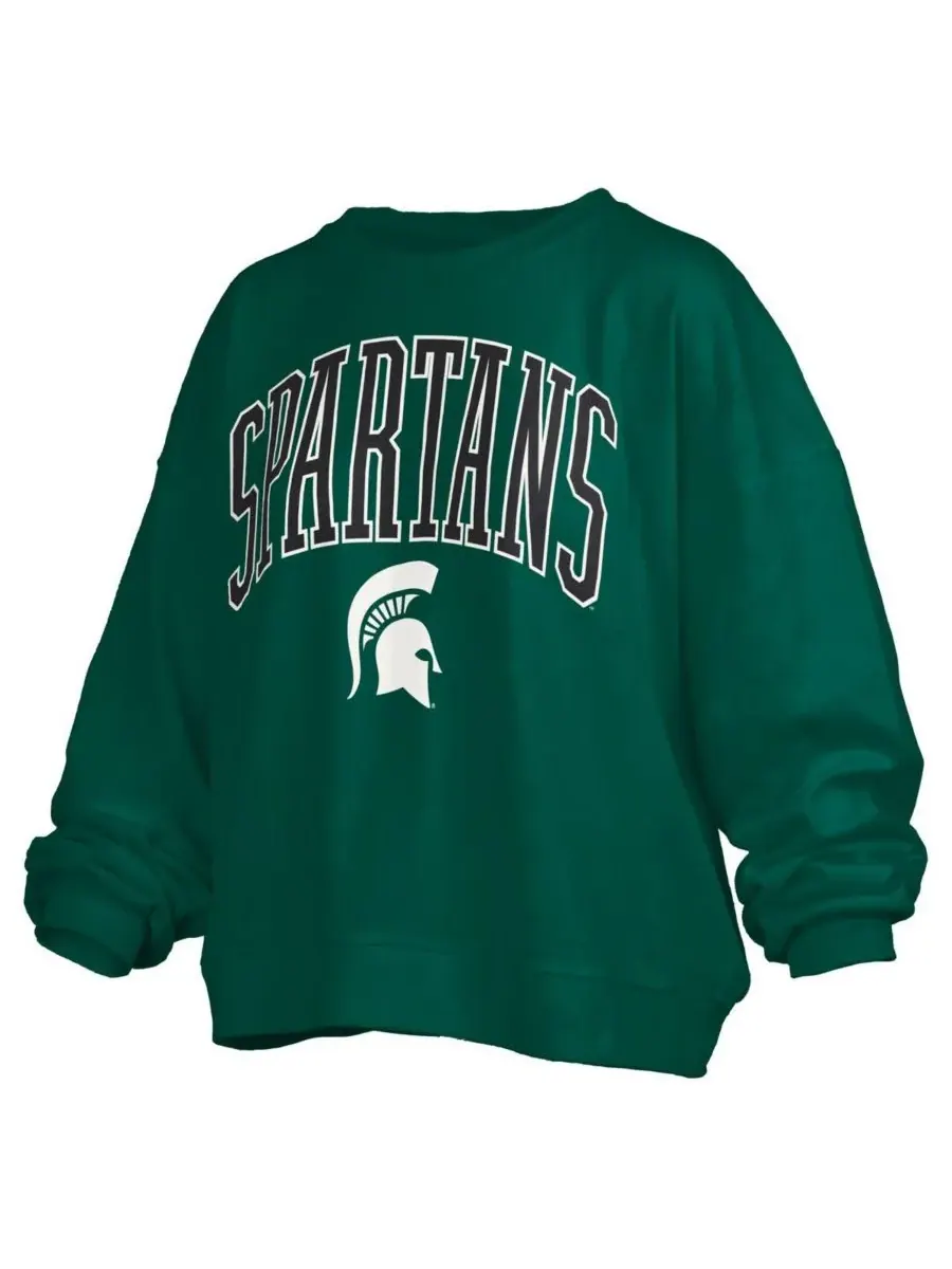 Pressbox Женская зеленая толстовка-пуловер Michigan State Spartans Janise Arch Over Logo Waist — изображение 3 из 3, зеленый