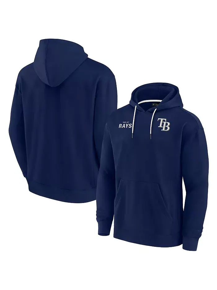 Мужской и женский уютный флисовый худи Tampa Bay Rays в темно-синем цвете Fanatics Signature — изображение 1 из 3