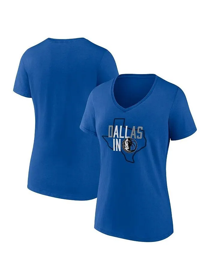 Женская синяя футболка с v-образным вырезом с логотипом Dallas Mavericks Hometown Collection — изображение 1 из 3, синий