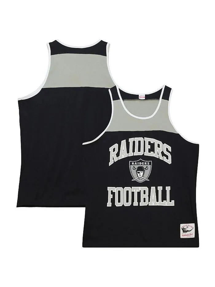 Мужская черная, серебристая майка Las Vegas Raiders Heritage с цветными блоками Mitchell & Ness — изображение 1 из 3