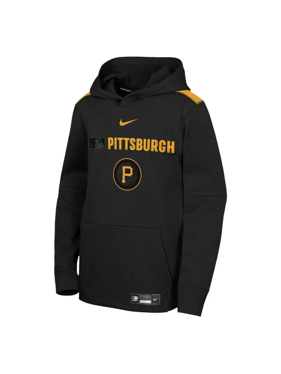 Толстовка с капюшоном Big Boys and Girls Black Pittsburgh Pirates City Connect Authentic Collection — изображение 3 из 3