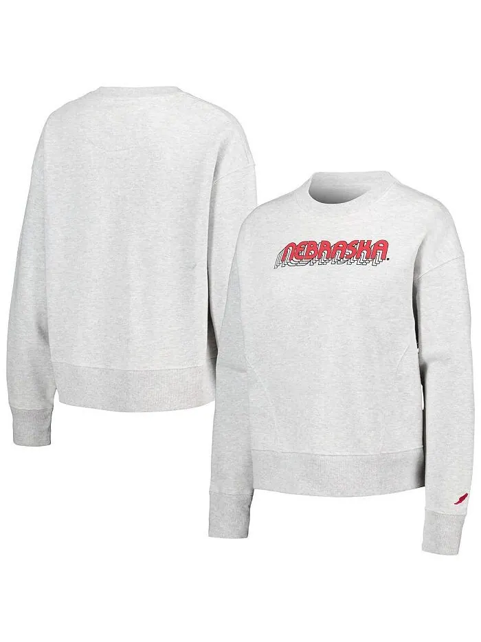 Женский свитшот свободного кроя Ash Nebraska Huskers League Collegiate Wear — изображение 1 из 3, пепельный