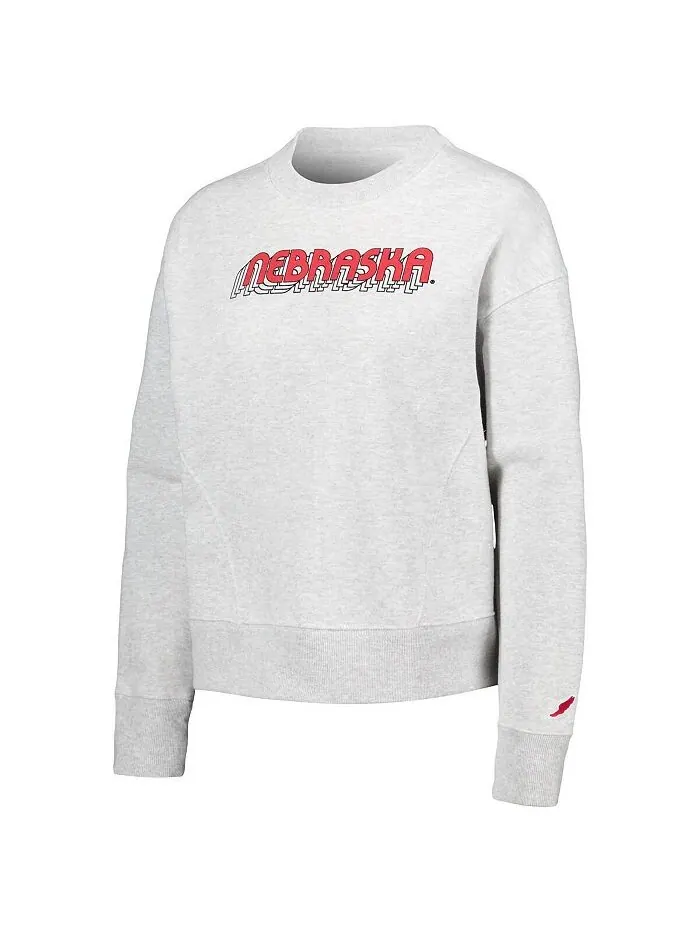 Женский свитшот свободного кроя Ash Nebraska Huskers League Collegiate Wear — изображение 3 из 3, пепельный