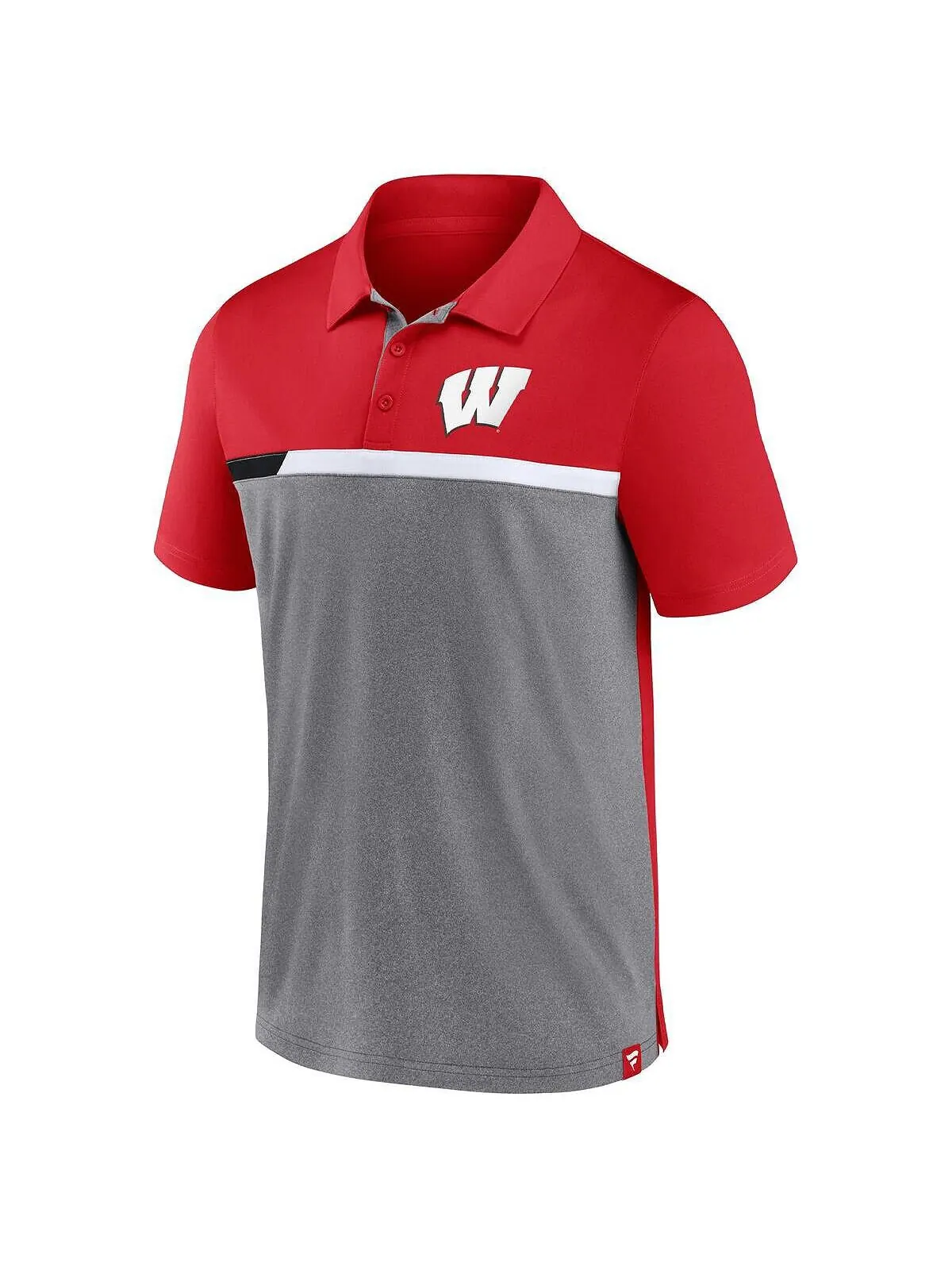 Мужская фирменная рубашка поло красного и меланжевого цвета wisconsin badgers split block color — изображение 2 из 3