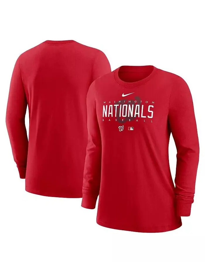 Женская красная футболка Washington Nationals Authentic Collection Legend Performance с длинным — изображение 1 из 3