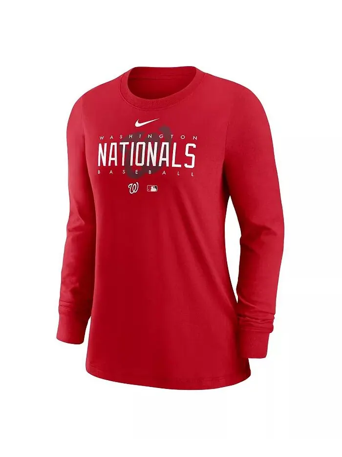 Женская красная футболка Washington Nationals Authentic Collection Legend Performance с длинным — изображение 2 из 3