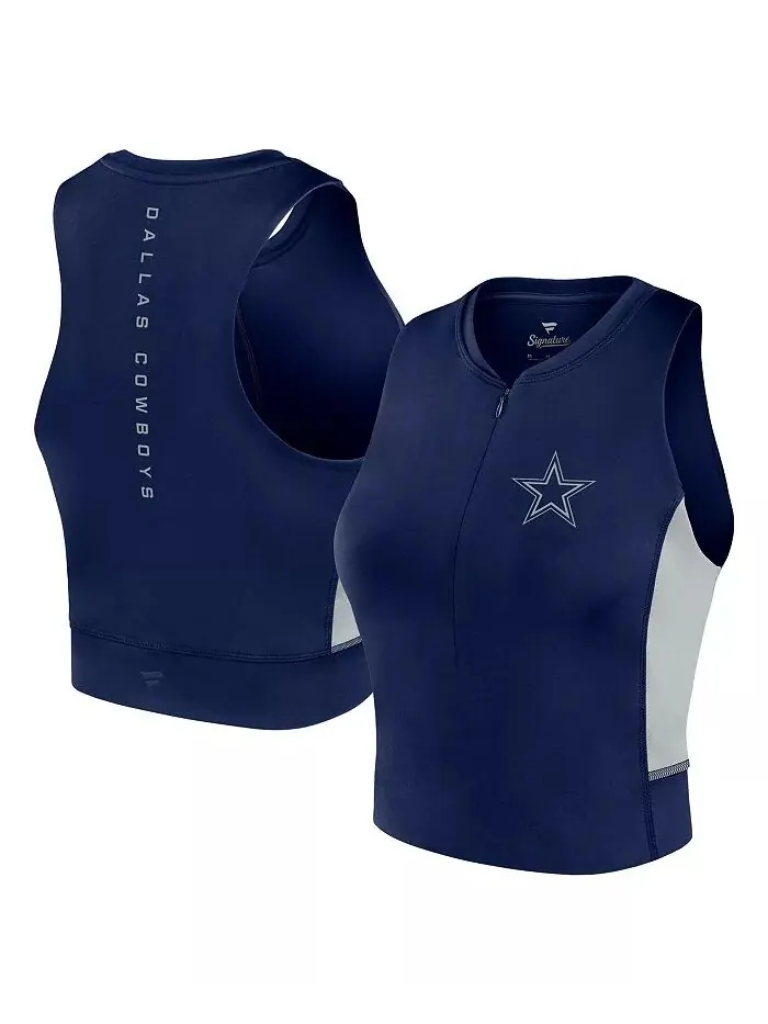 Женская темно-синяя майка-топ Dallas Cowboys Studio Fitted Gym Fanatics — изображение 1 из 3