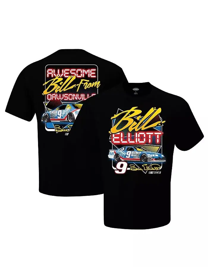 Мужская черная двухсторонняя футболка Bill Elliott Dawsonville Checkered Flag Sports — изображение 1 из 3