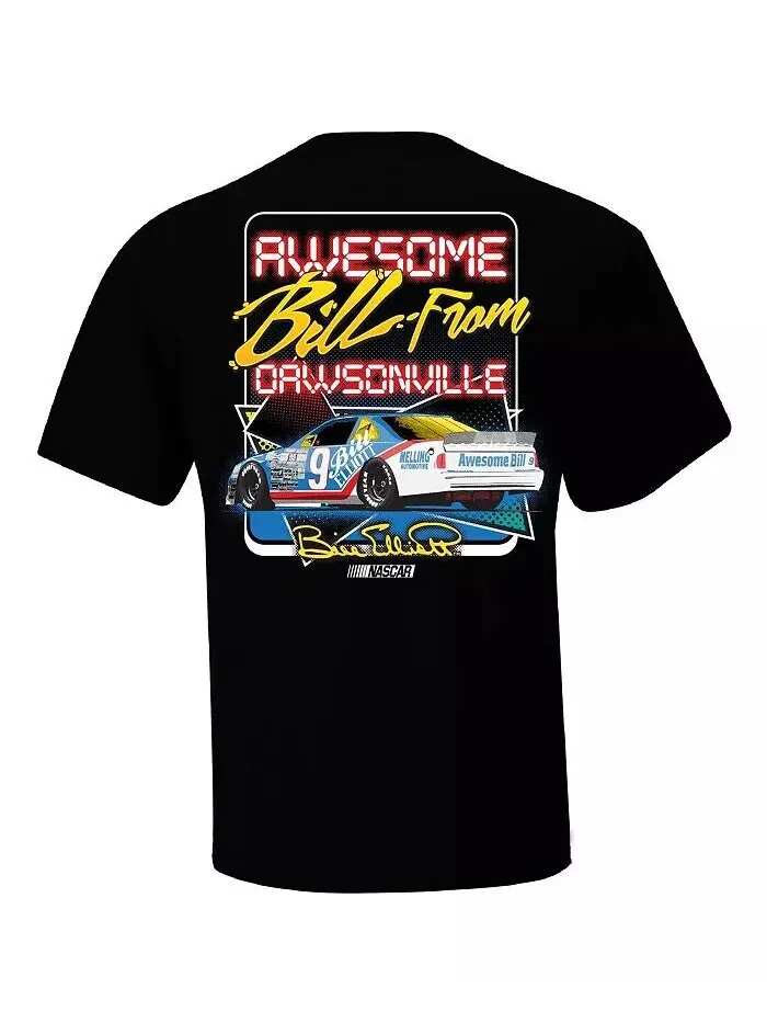 Мужская черная двухсторонняя футболка Bill Elliott Dawsonville Checkered Flag Sports — изображение 2 из 3