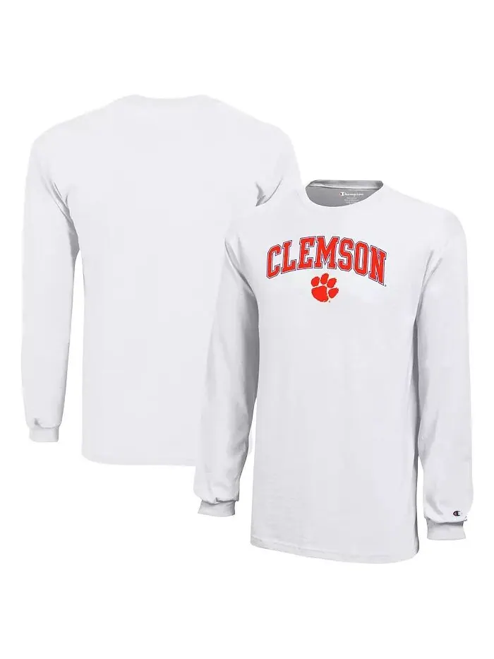 Футболка с длинным рукавом и логотипом Clemson Tigers Arch Over для больших мальчиков и девочек
