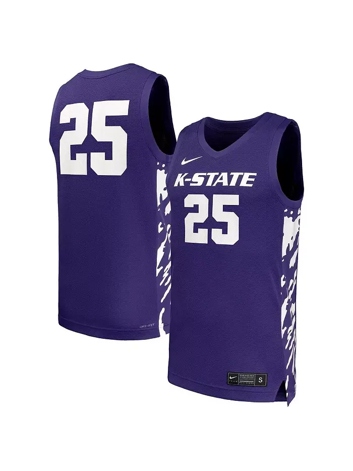Мужская баскетбольная реплика футболки Kansas State Wildcats №25 в фиолетовом цвете Nike — изображение 1 из 3
