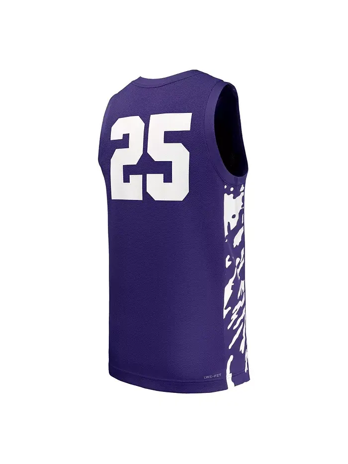 Мужская баскетбольная реплика футболки Kansas State Wildcats №25 в фиолетовом цвете Nike — изображение 2 из 3