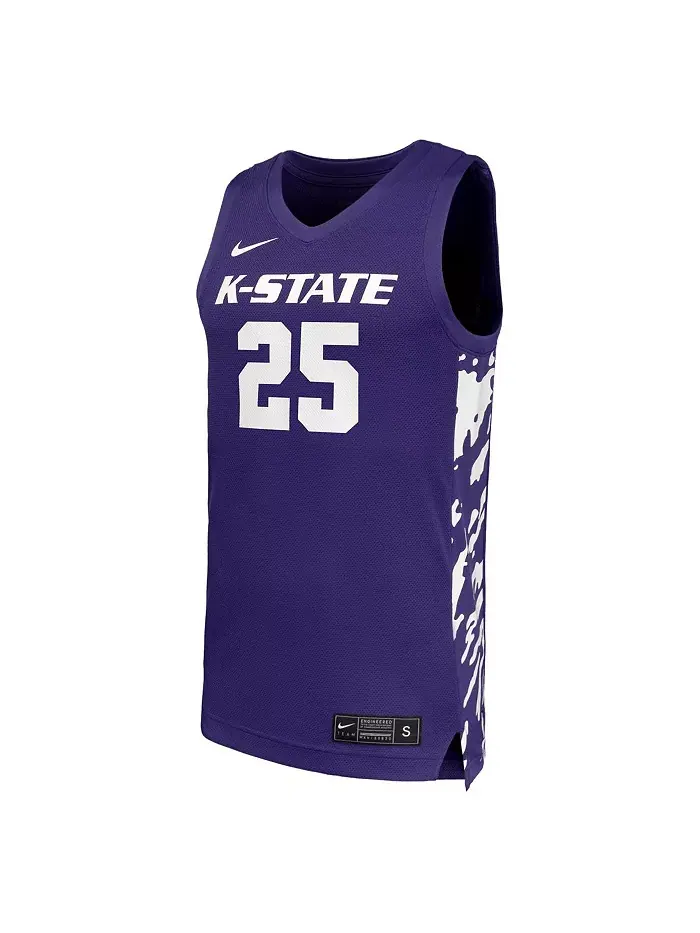 Мужская баскетбольная реплика футболки Kansas State Wildcats №25 в фиолетовом цвете Nike — изображение 3 из 3