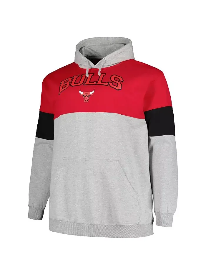 Мужская большая и высокая толстовка с капюшоном Chicago Bulls в красном и черном цветах Fanatics — изображение 2 из 3