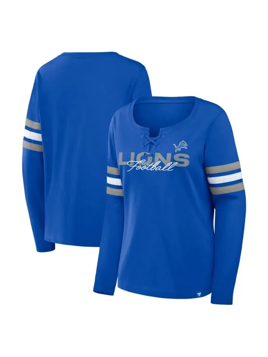 Футболка с длинным рукавом и шнуровкой Detroit Lions Team First Coverage Scheme Lace-Up Long Sleeve — изображение 1 из 3