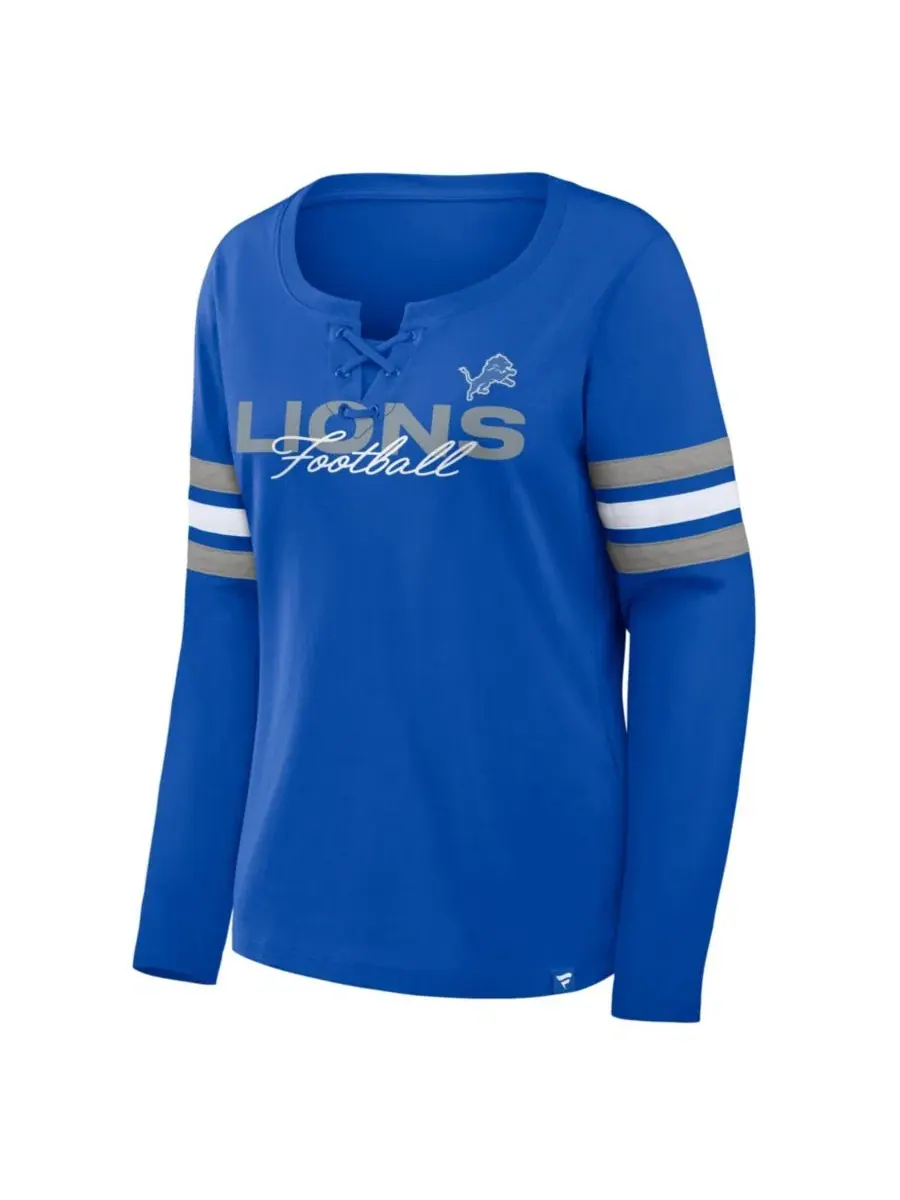 Футболка с длинным рукавом и шнуровкой Detroit Lions Team First Coverage Scheme Lace-Up Long Sleeve — изображение 2 из 3