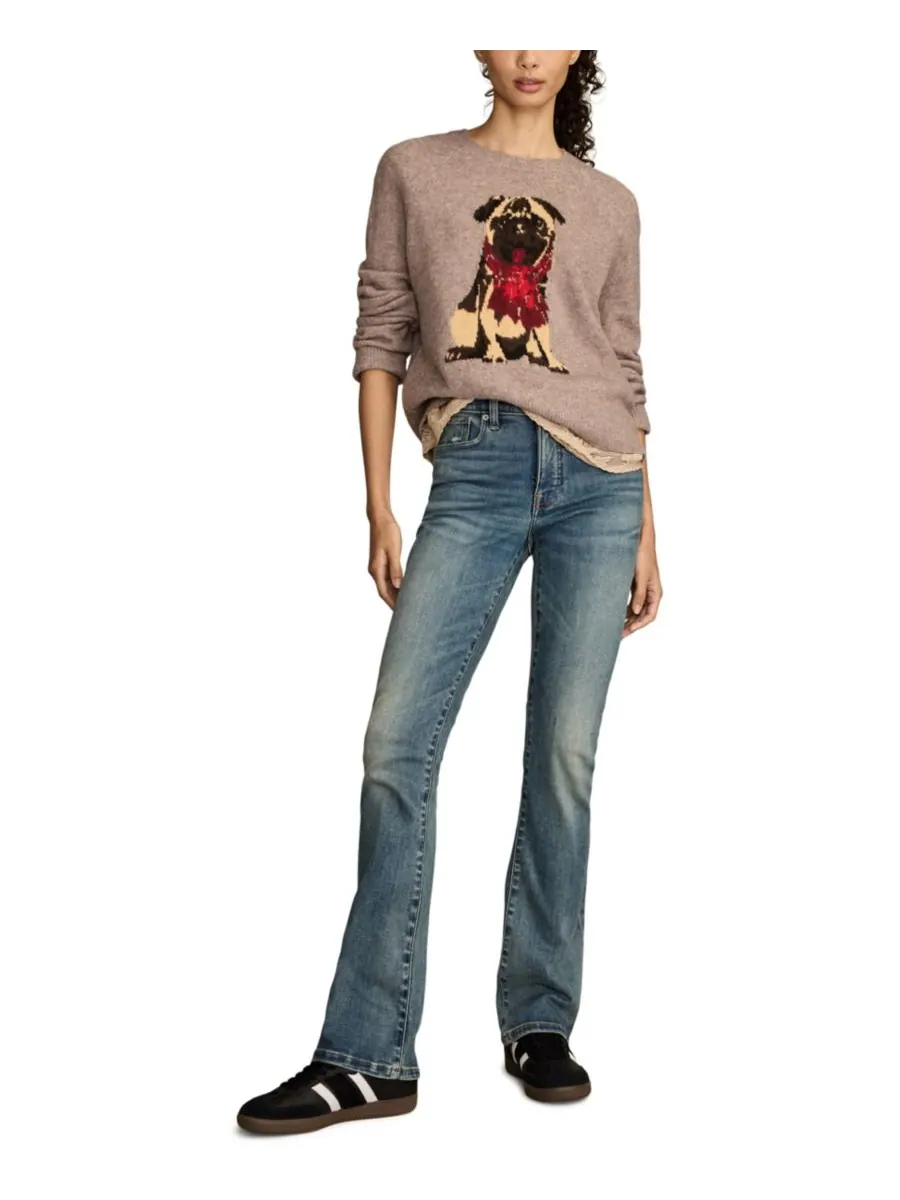 Женский мягкий свитер Cloud Soft Pug с круглым вырезом Lucky Brand, Taupe Heather — изображение 2 из 5