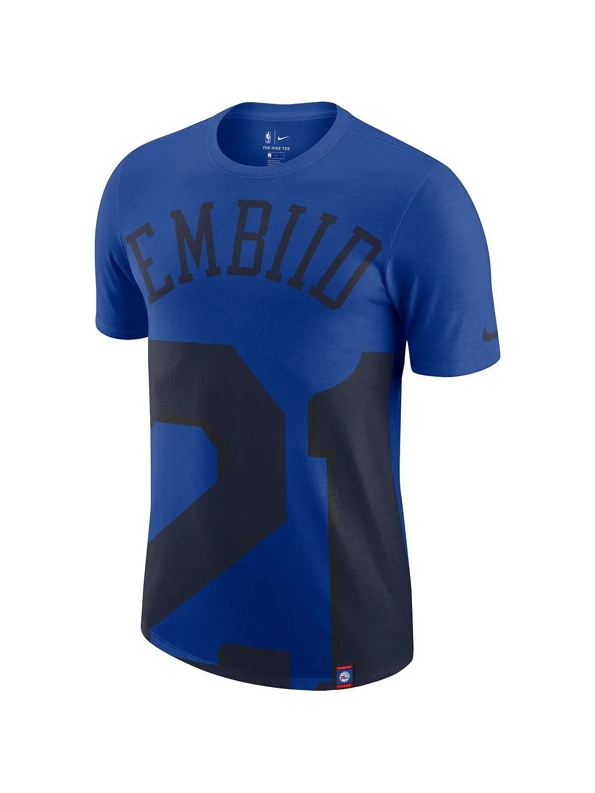 Мужская футболка большого размера joel embiid royal philadelphia 76ers с именем и номером Nike — изображение 2 из 3