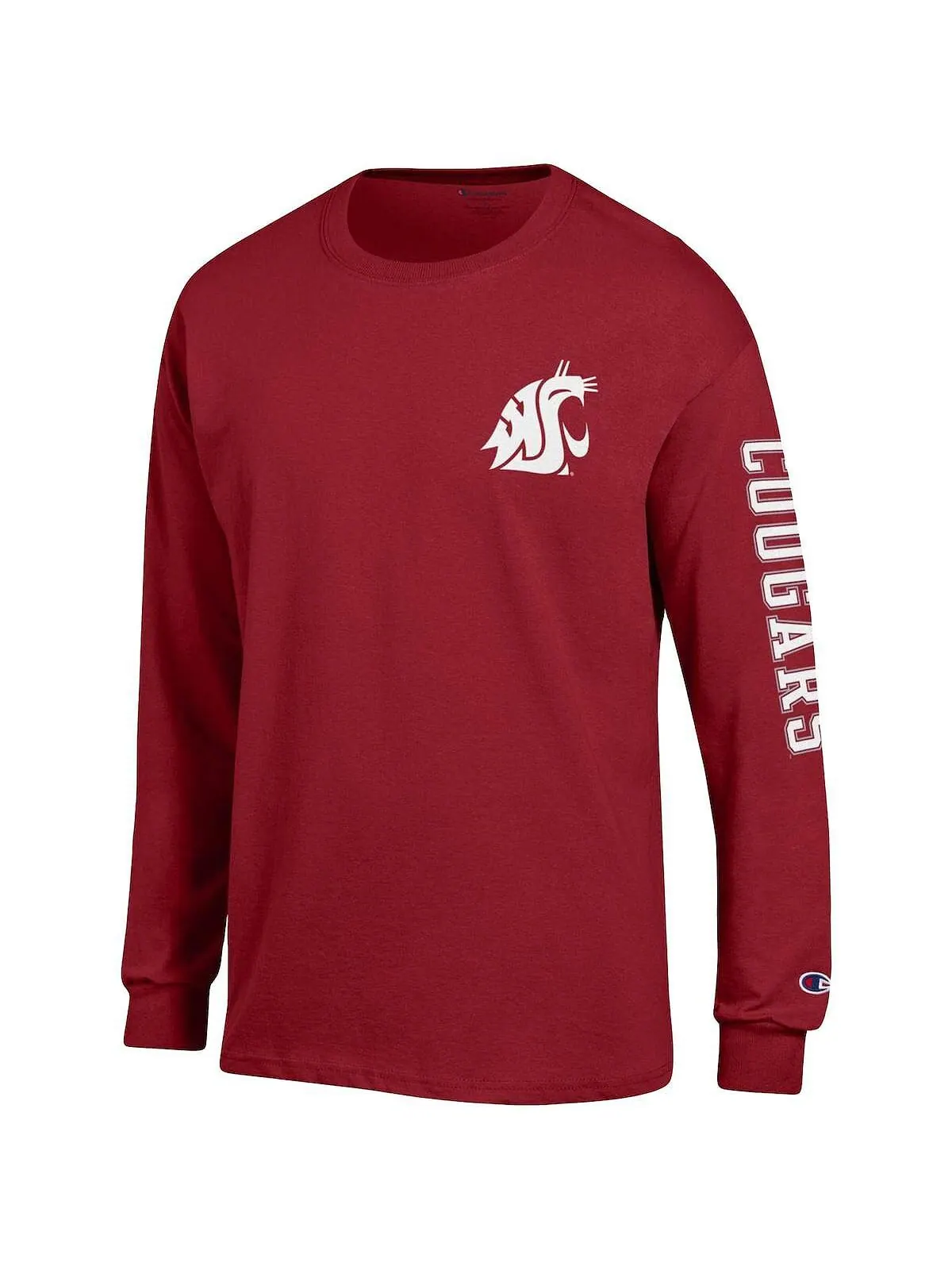 Мужская темно-красная футболка с длинным рукавом washington state cougars team stack Champion — изображение 2 из 3, красный
