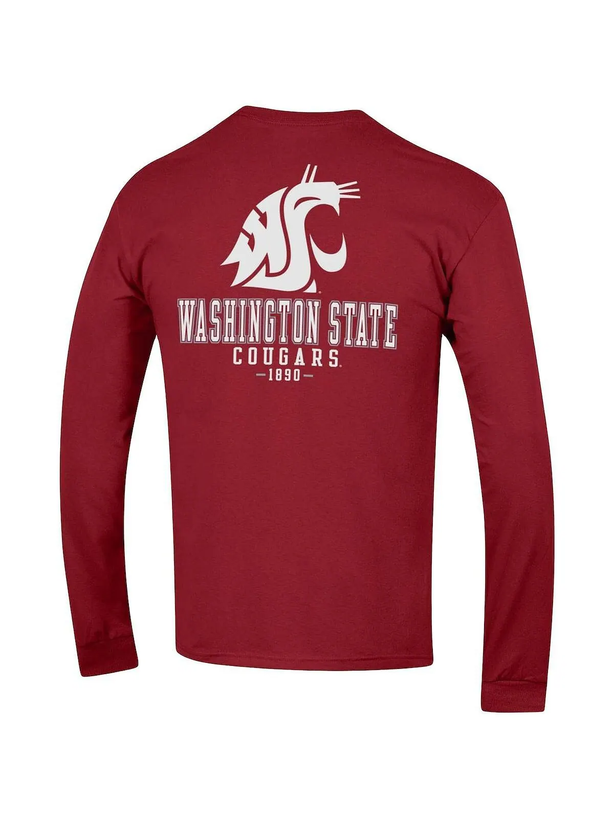 Мужская темно-красная футболка с длинным рукавом washington state cougars team stack Champion — изображение 3 из 3, красный