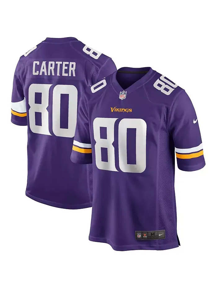 Мужская футболка Cris Carter в фиолетовом цвете Minnesota Vikings, игровая модель, вышедшая из — изображение 1 из 3
