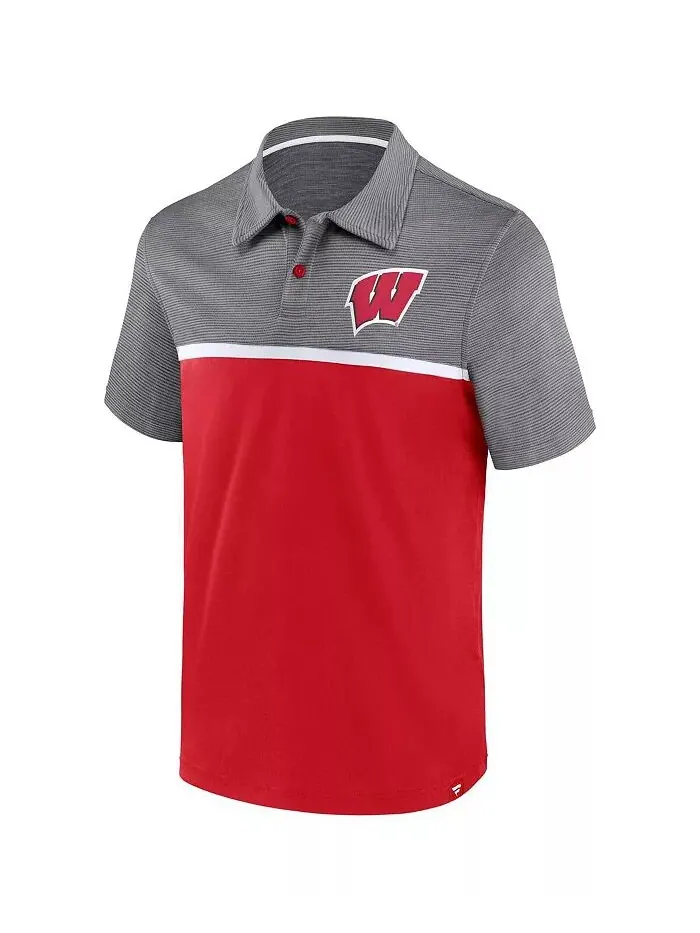 Мужская красная, серая рубашка поло Wisconsin Badgers Fanatics — изображение 3 из 3