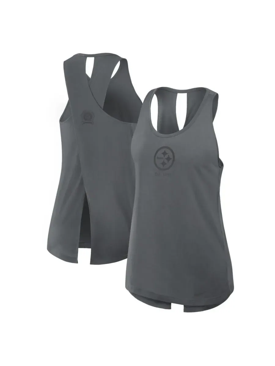 Nike Женская серая майка-топ Pittsburgh Steelers Glory Crisscross Performance Tank Top — изображение 1 из 4, темно-серый