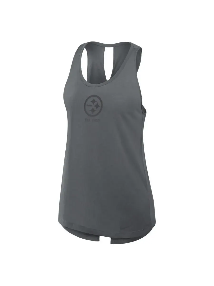 Nike Женская серая майка-топ Pittsburgh Steelers Glory Crisscross Performance Tank Top — изображение 2 из 4, темно-серый