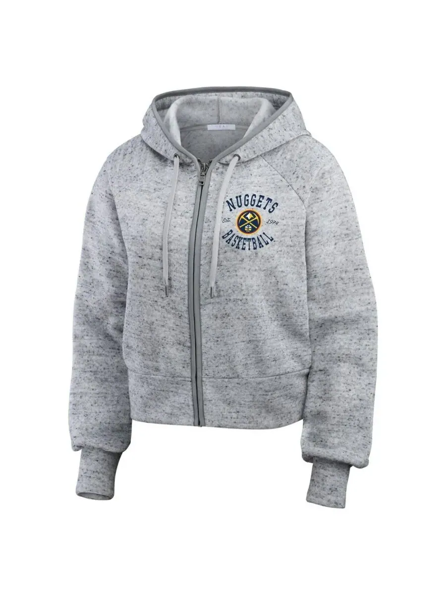 WEAR by Erin Andrews Женская толстовка на молнии цвета «серый меланж» с логотипом Denver Nuggets — изображение 2 из 3
