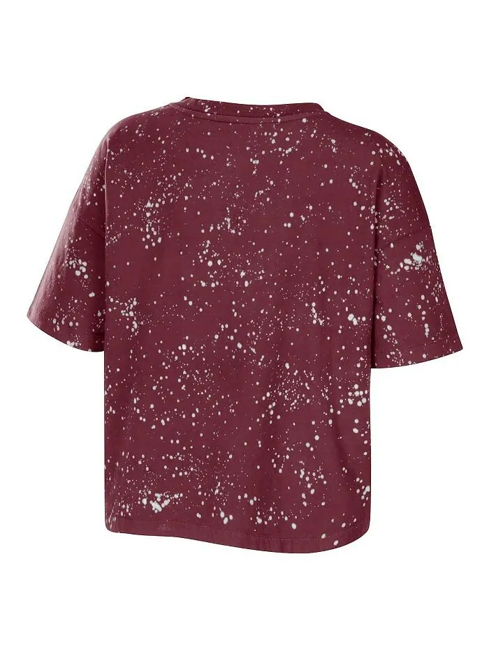 Женская темно-бордовая футболка Texas A&M Aggies Bleach Wash Splatter с укороченным вырезом и — изображение 3 из 3