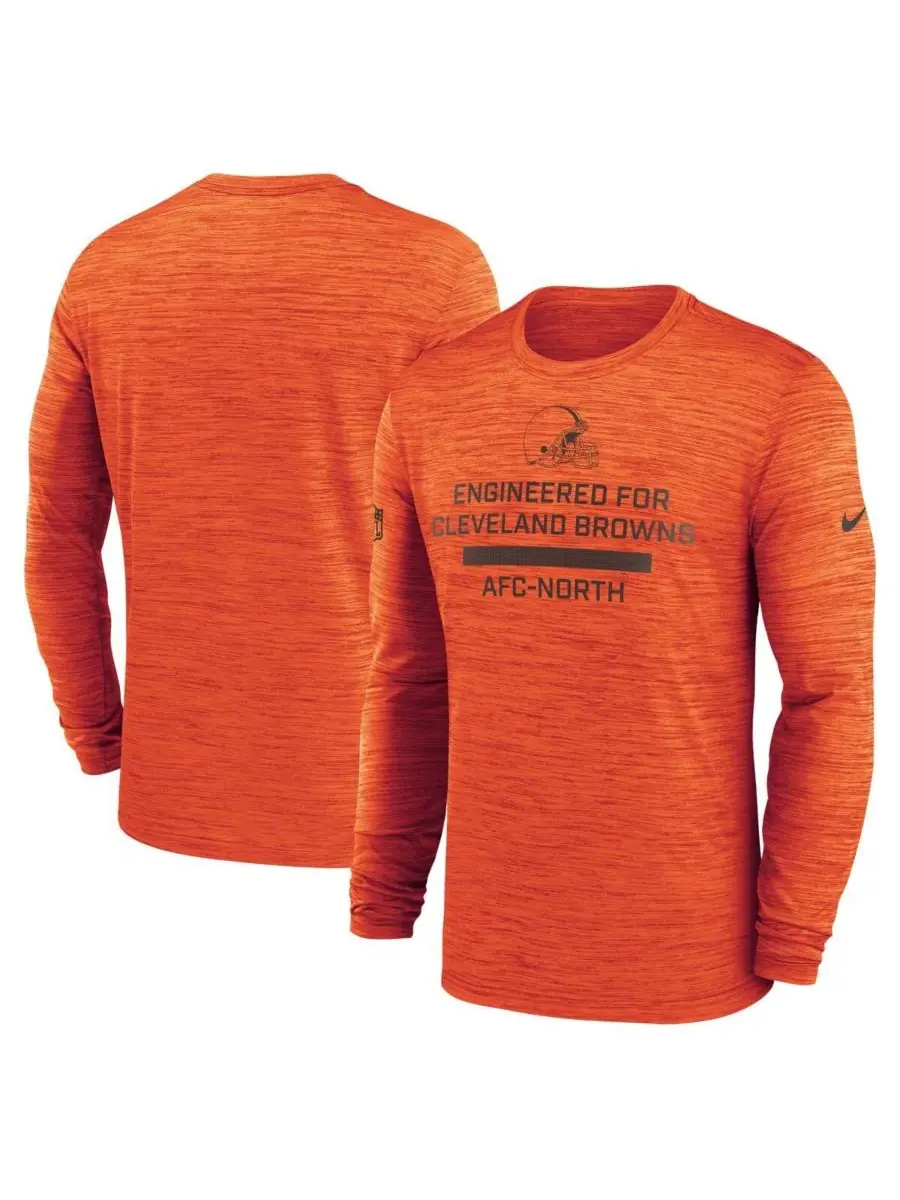 Nike Мужская оранжевая футболка с длинным рукавом Cleveland Browns Sideline Velocity Performance — изображение 1 из 3