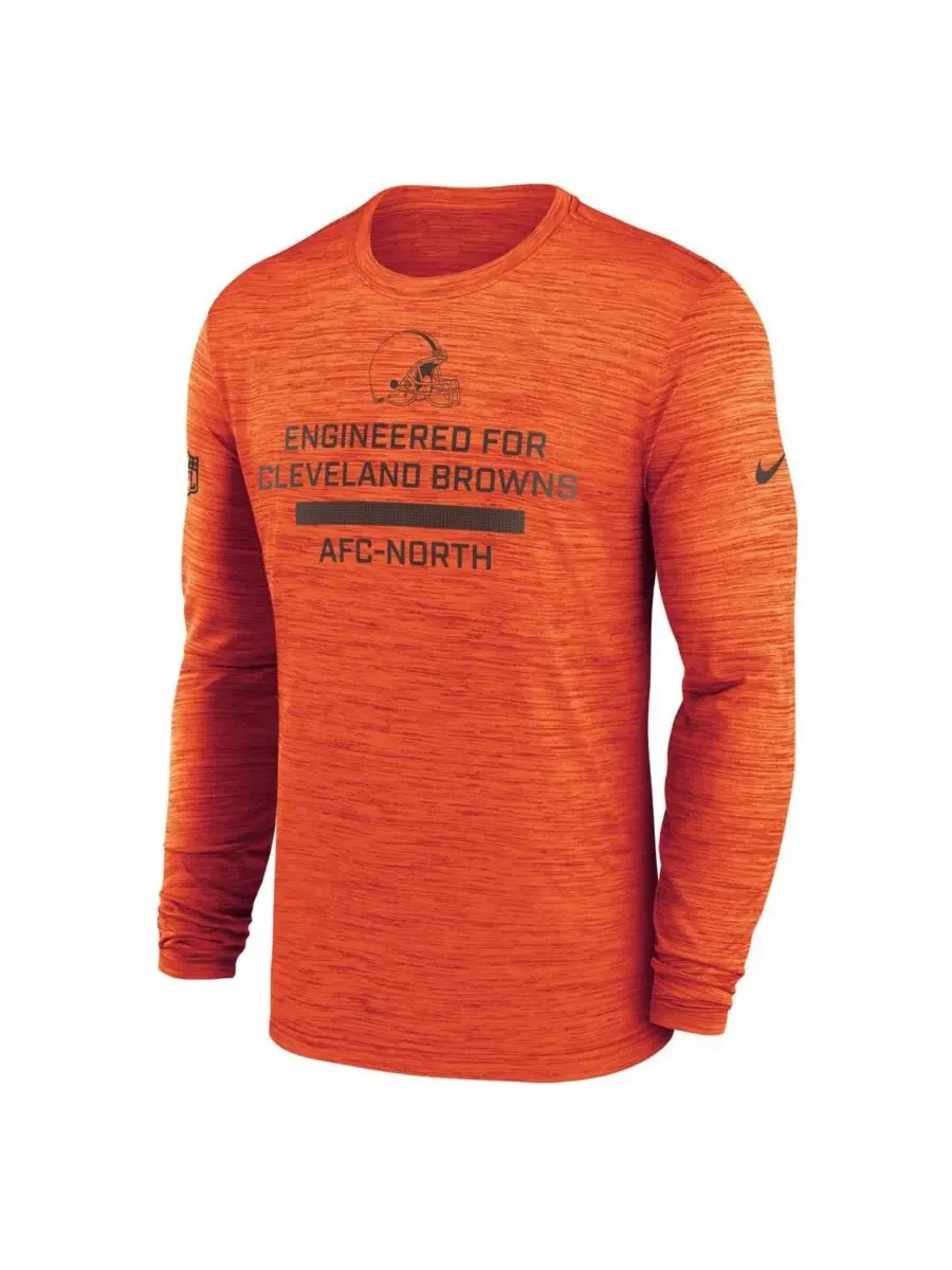Nike Мужская оранжевая футболка с длинным рукавом Cleveland Browns Sideline Velocity Performance — изображение 2 из 3
