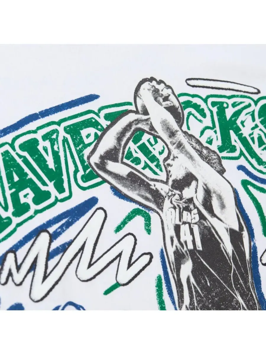 Mitchell & Ness Мужская белая футболка с изображением Дирка Новицки из команды Dallas Mavericks — изображение 3 из 5, белый