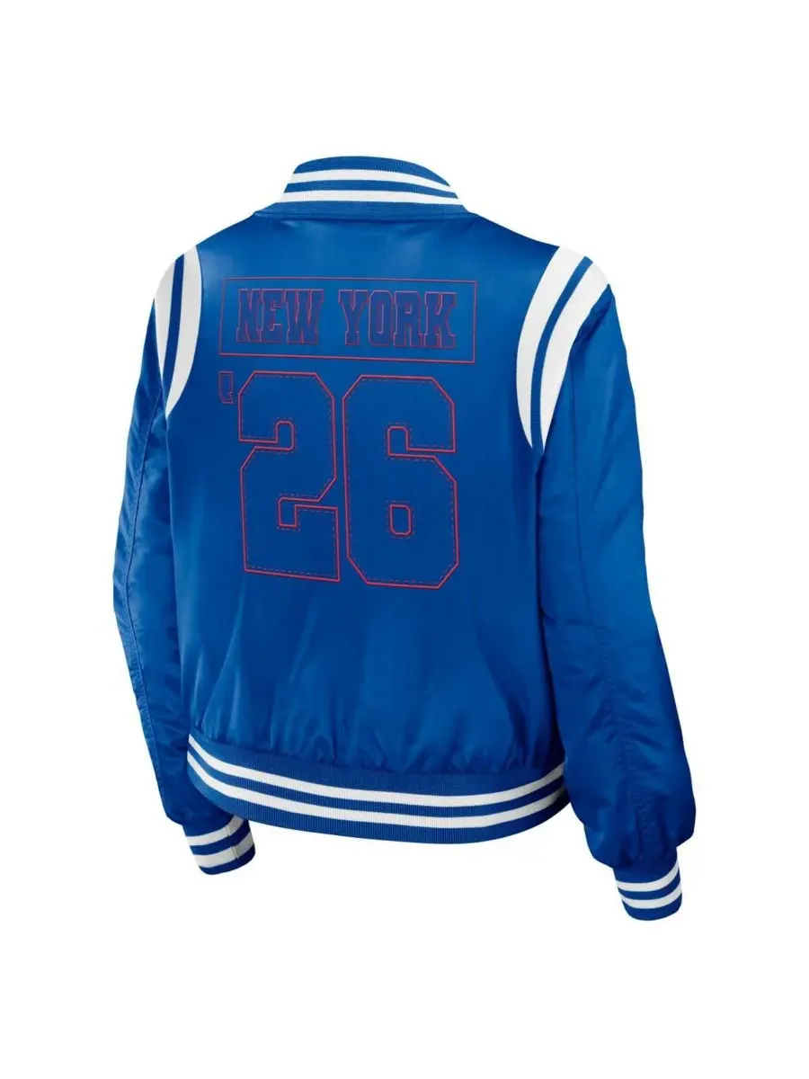WEAR by Erin Andrews Женская синяя куртка-бомбер на молнии с символикой New York Rangers Baller — изображение 2 из 3, синий