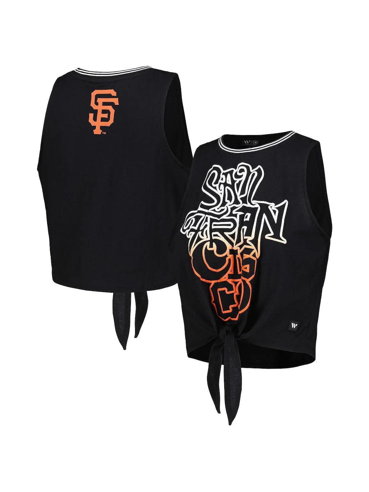 Черная женская майка San Francisco Giants с перекрученной завязкой спереди The Wild Collective — изображение 1 из 3, черный