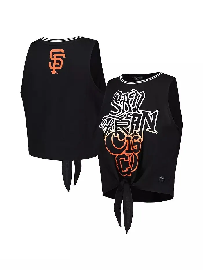 Женская черная майка San Francisco Giants с завязками спереди The Wild Collective — изображение 1 из 3
