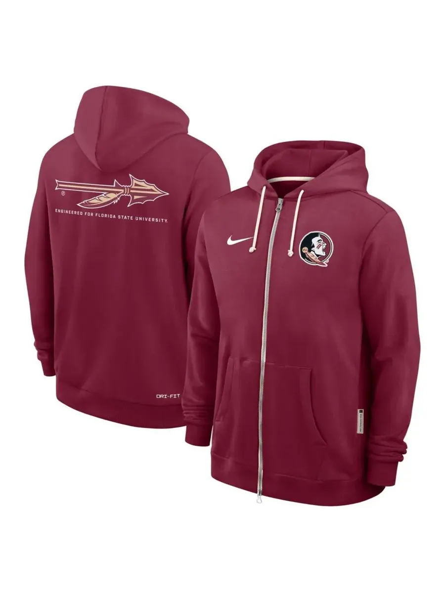 Мужская толстовка на молнии с принтом «Гранат» команды Florida State Seminoles 2025 Sideline — изображение 4 из 5