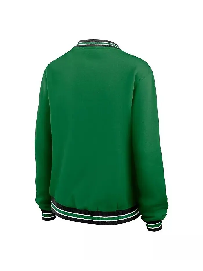 Женская зеленая толстовка New York Jets с длинным рукавом и V-образным вырезом WEAR by Erin Andrews — изображение 3 из 4