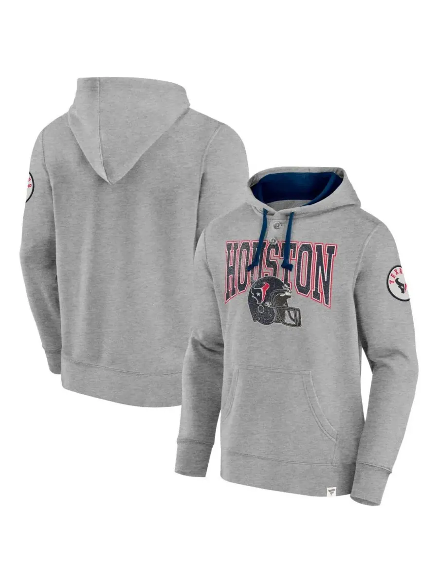 Fanatics Мужская толстовка с капюшоном и этикеточным механизмом Houston Texans серого меланжевого — изображение 1 из 3, серый