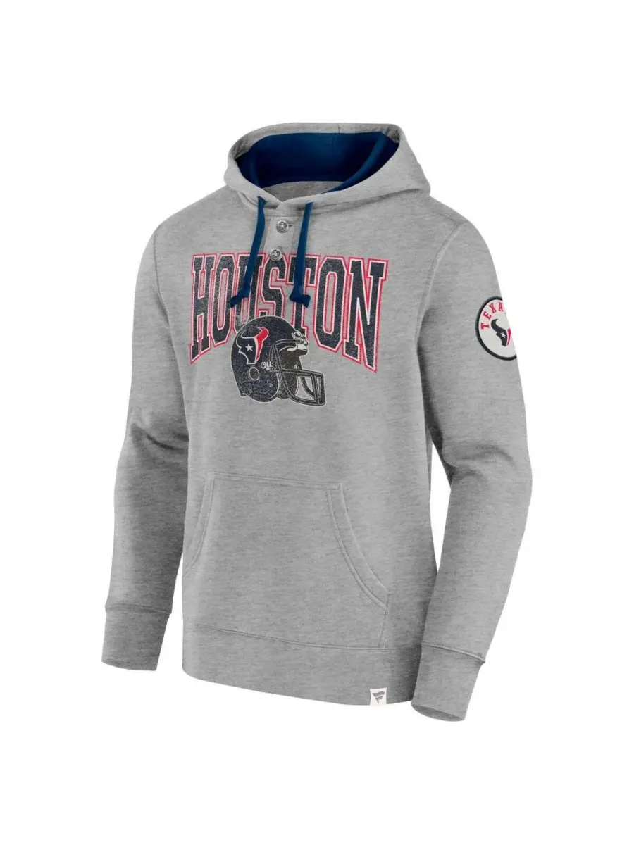 Fanatics Мужская толстовка с капюшоном и этикеточным механизмом Houston Texans серого меланжевого — изображение 2 из 3, серый