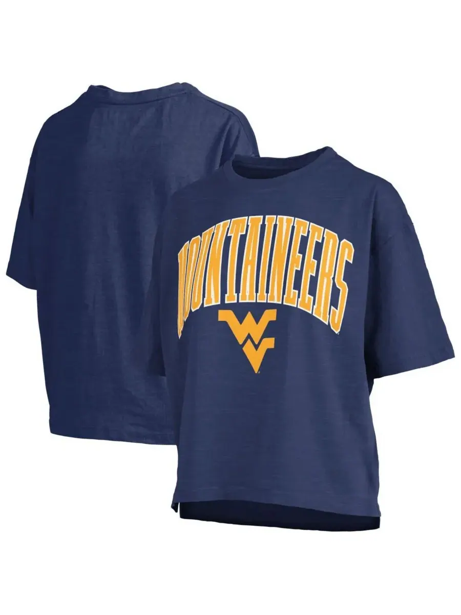 Pressbox Женская темно-синяя футболка West Virginia Mountaineers Nelson Arch Over Logo длиной до