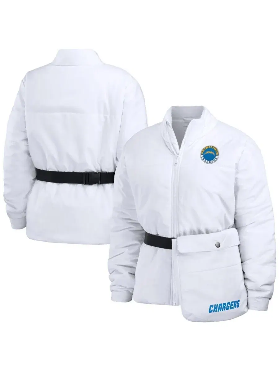 Женская белая пуховая куртка Los Angeles Chargers Packaway на молнии Wear By Erin Andrews — изображение 1 из 4, белый