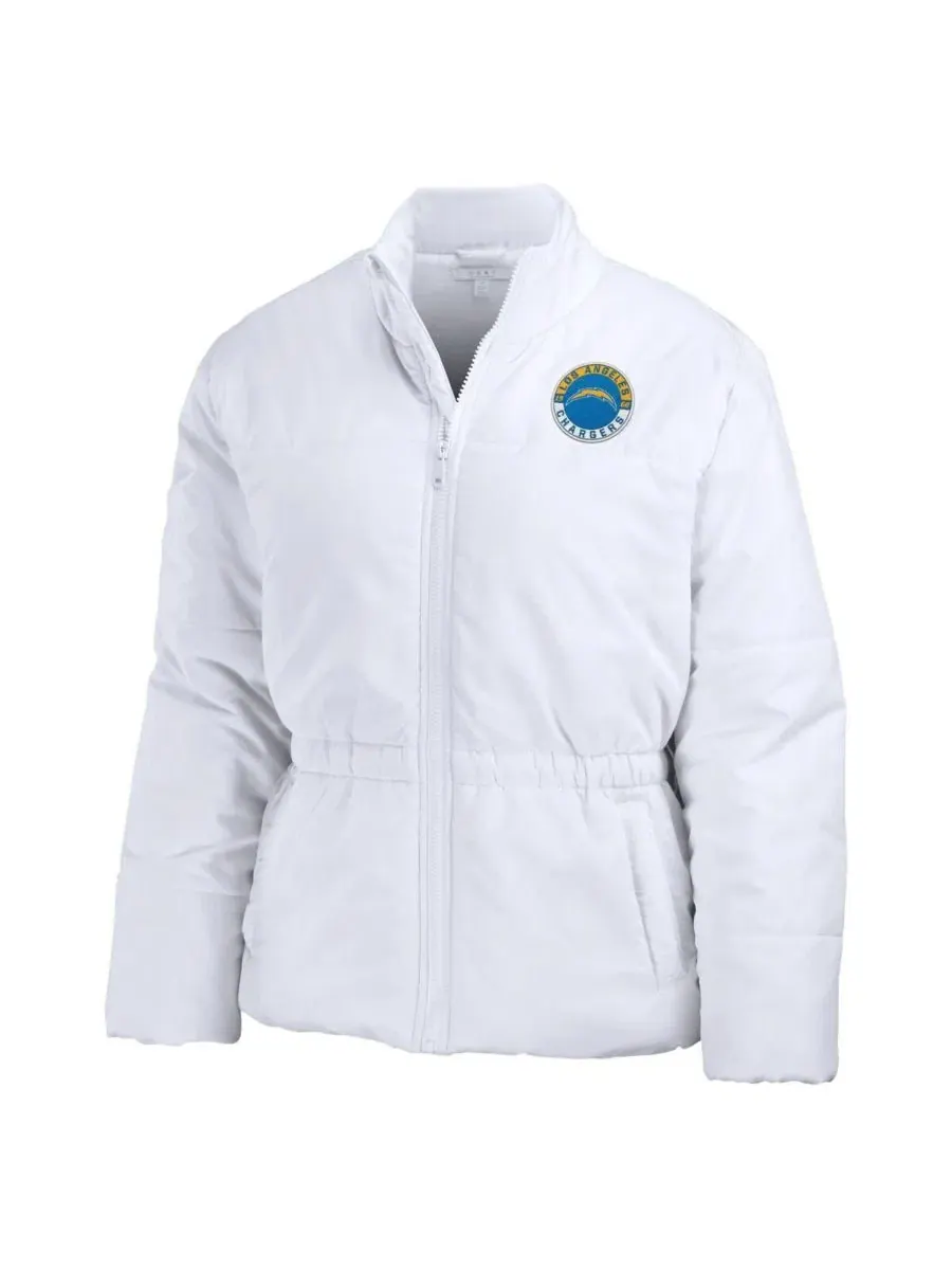 Женская белая пуховая куртка Los Angeles Chargers Packaway на молнии Wear By Erin Andrews — изображение 2 из 4, белый
