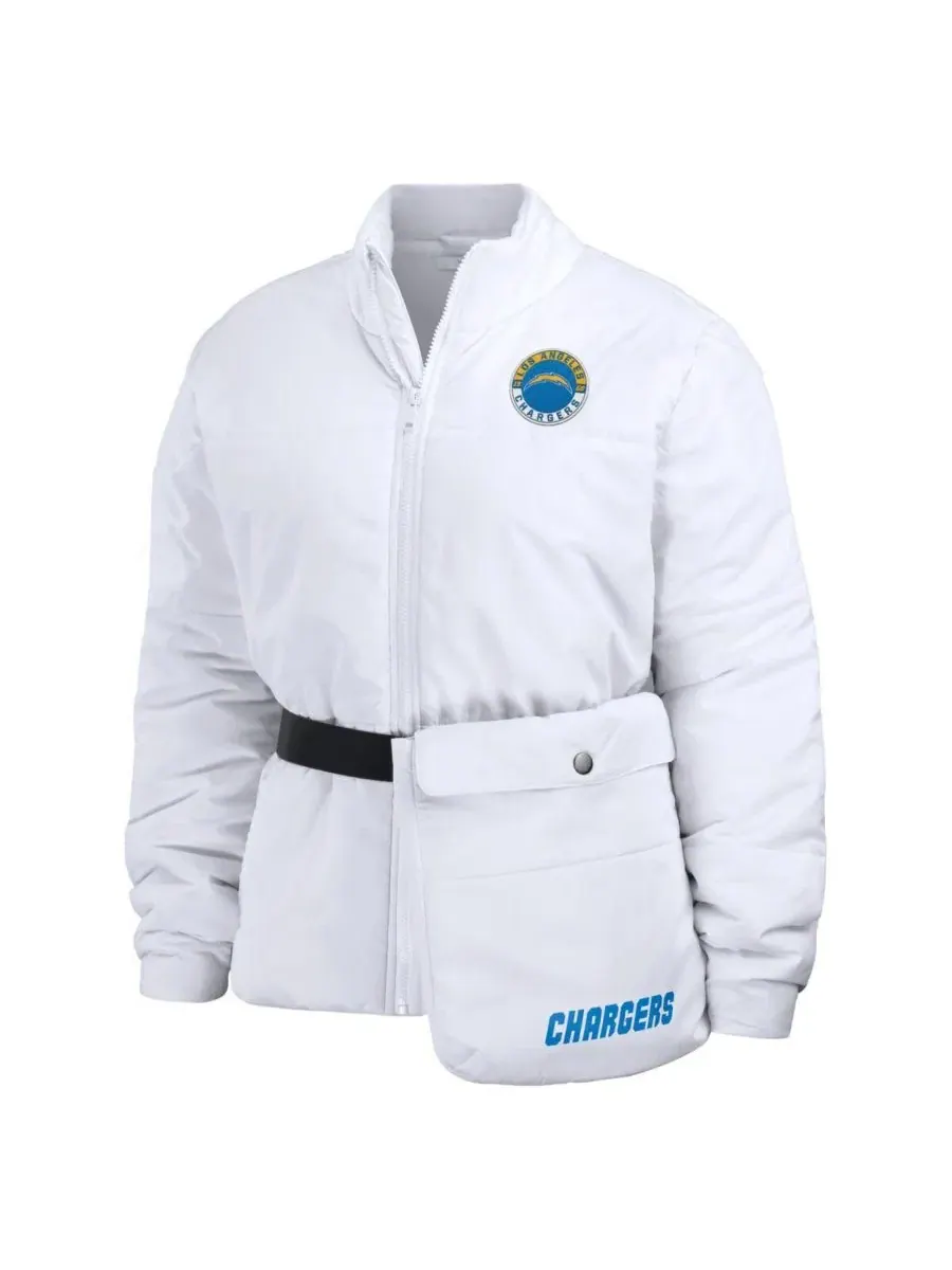 Женская белая пуховая куртка Los Angeles Chargers Packaway на молнии Wear By Erin Andrews — изображение 4 из 4, белый