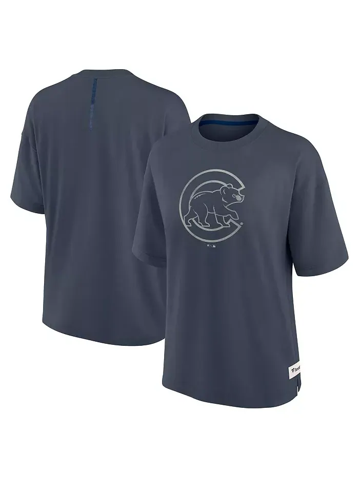 Женская синяя футболка Chicago Cubs Oversize Elements Raw Edge Future Ground Fanatics — изображение 1 из 3