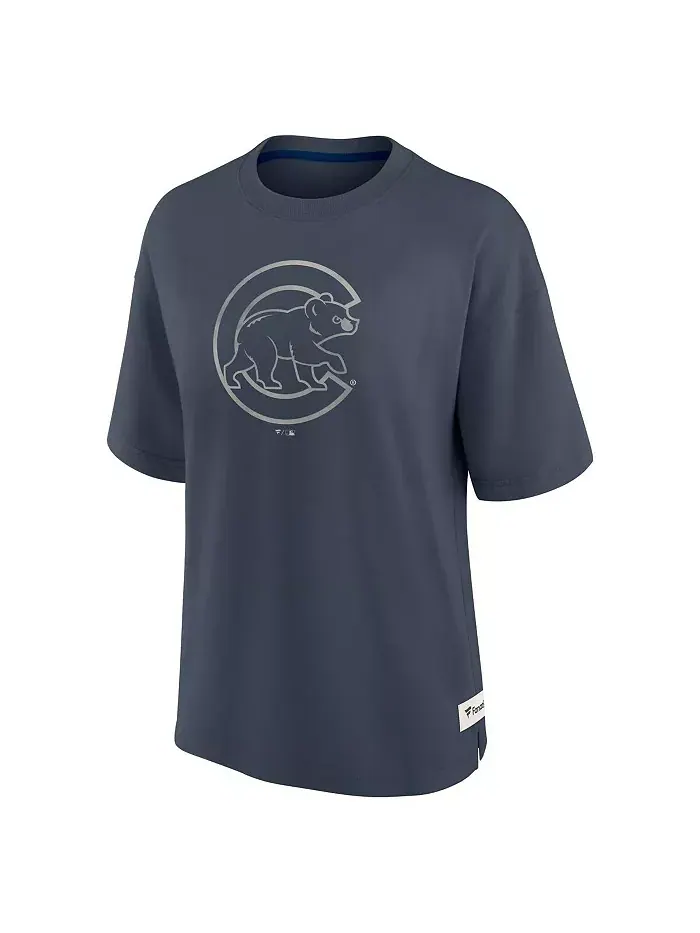 Женская синяя футболка Chicago Cubs Oversize Elements Raw Edge Future Ground Fanatics — изображение 3 из 3