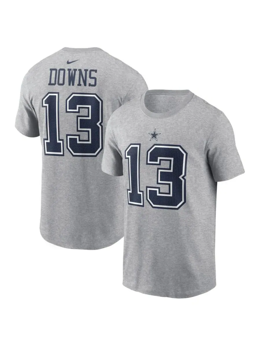 Футболка с принтом Caleb Downs Heather Gray Dallas Cowboys 2026 NFL Draft Name & Number Nike